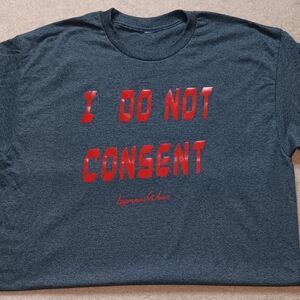 Graphic Tee in Charcoal Gray with Red Text